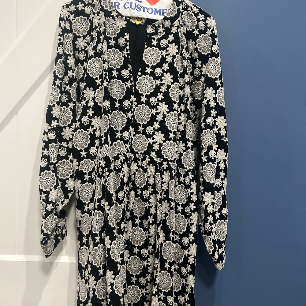 Floral Black and White Dress